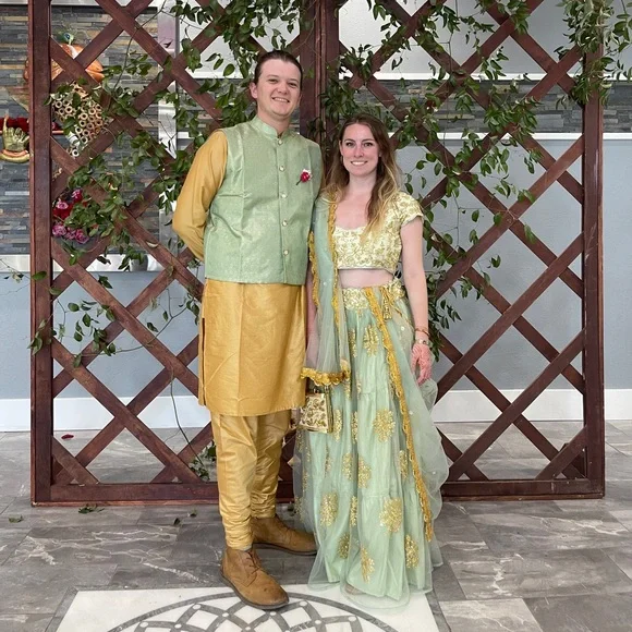 Dresses | Blue And Gold Dress I Wore For An Indian Wedding | Poshmark